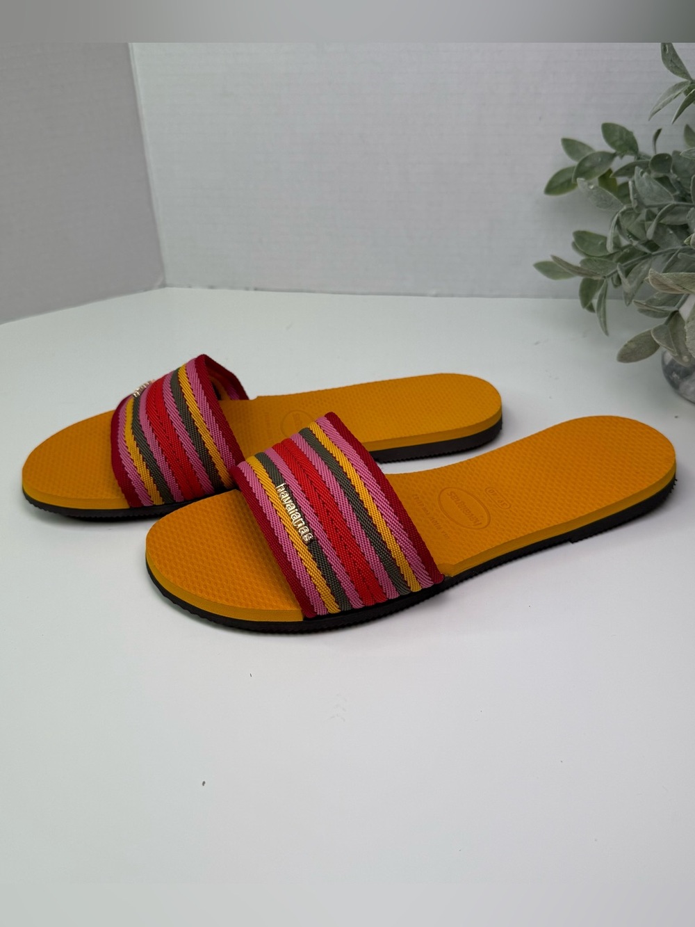 Havaianas You Malta Mix Flip Flop Sandal Slides Orange Citrus Women’s Size 9/10 - Picture 13 of 16